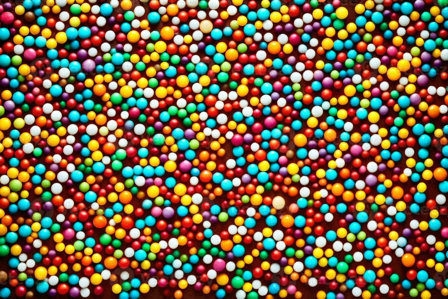 une grand pile de coloré bonbons des balles. généré par ai photo