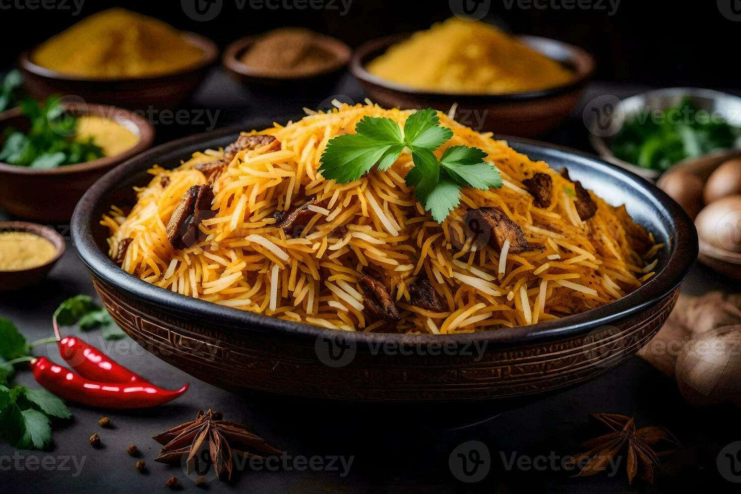 Indien nourriture dans une bol. généré par ai photo