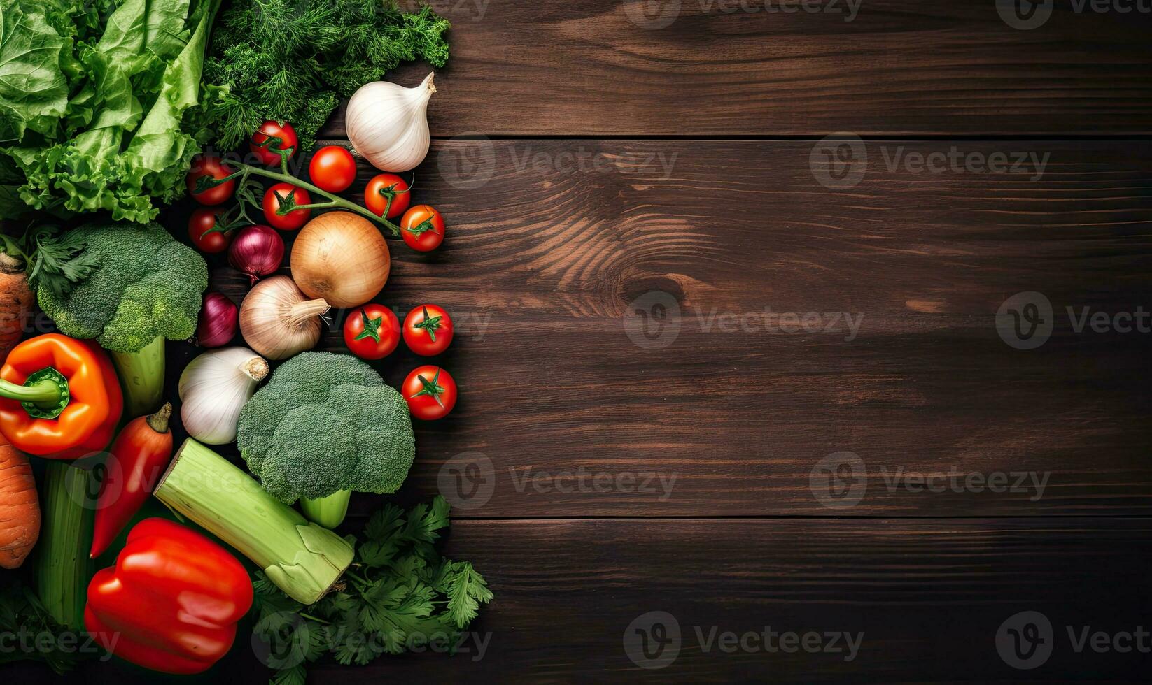 des légumes sur vieux bois table Contexte. ai génératif photo