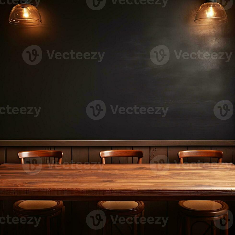 restaurant vide foncé table Contexte de face vue ai génératif photo