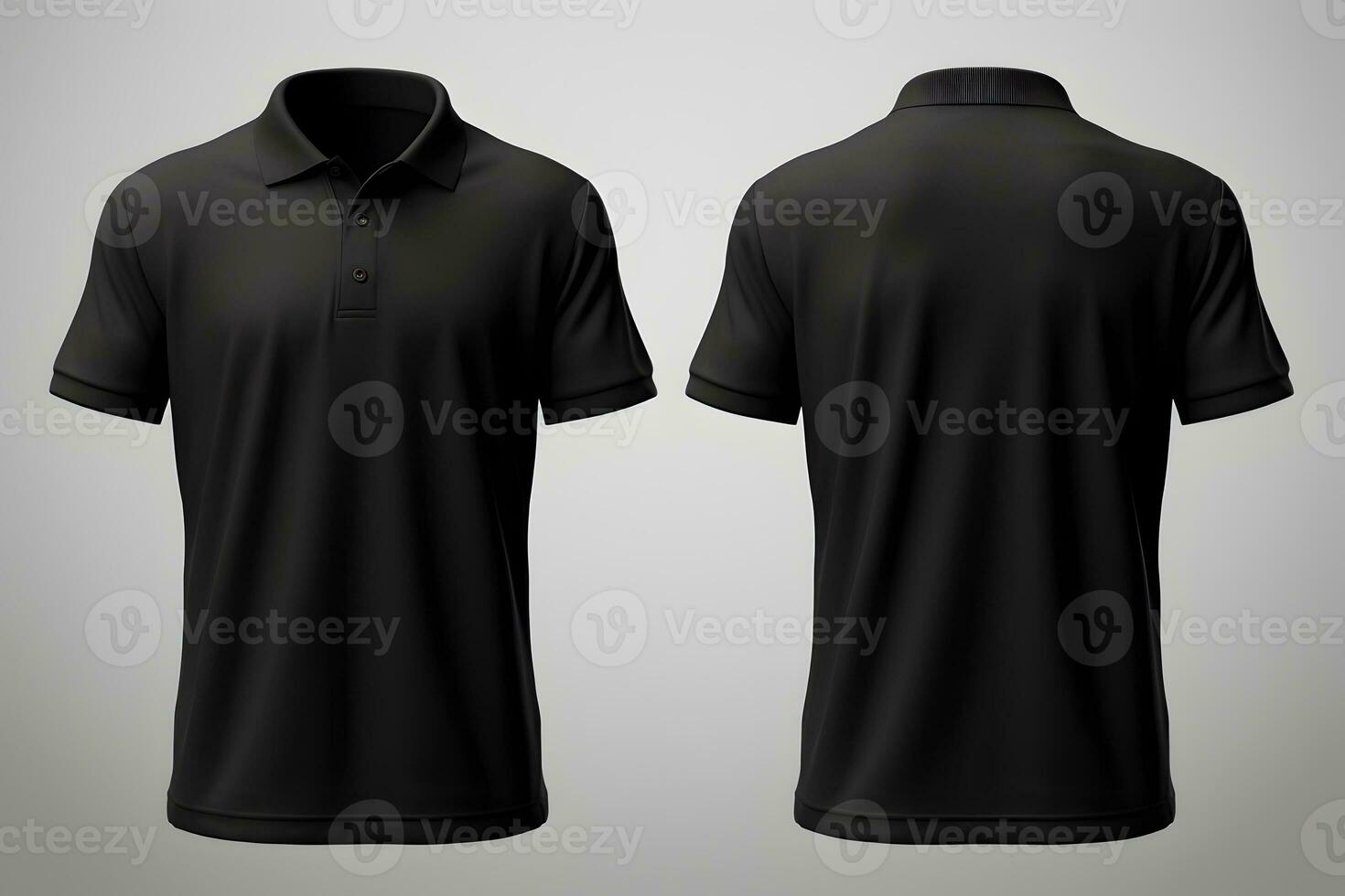 Vide noir polo chemise, de face et retour vue pour maquette, génératif ai photo