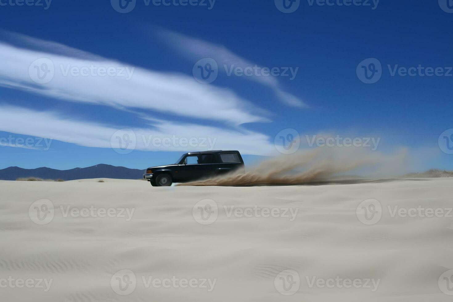 suv voiture dans dessert. neural réseau ai généré photo