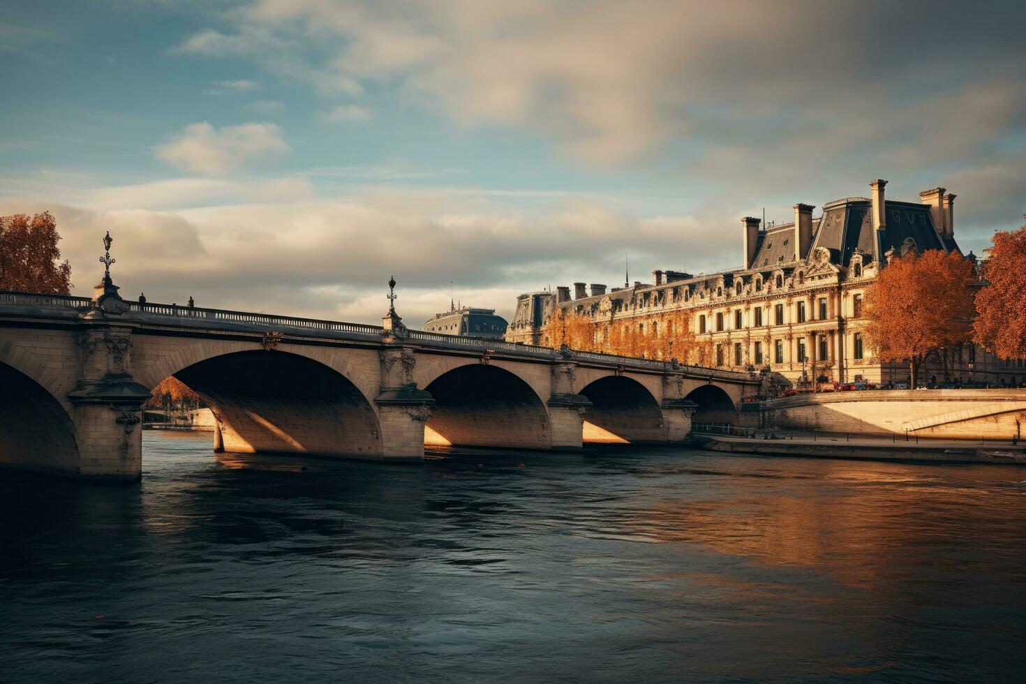 rivière Seine et pont de bir-hakeim, Paris, France, Paris France avec rivière Seine - incroyable Voyage la photographie, ai généré photo