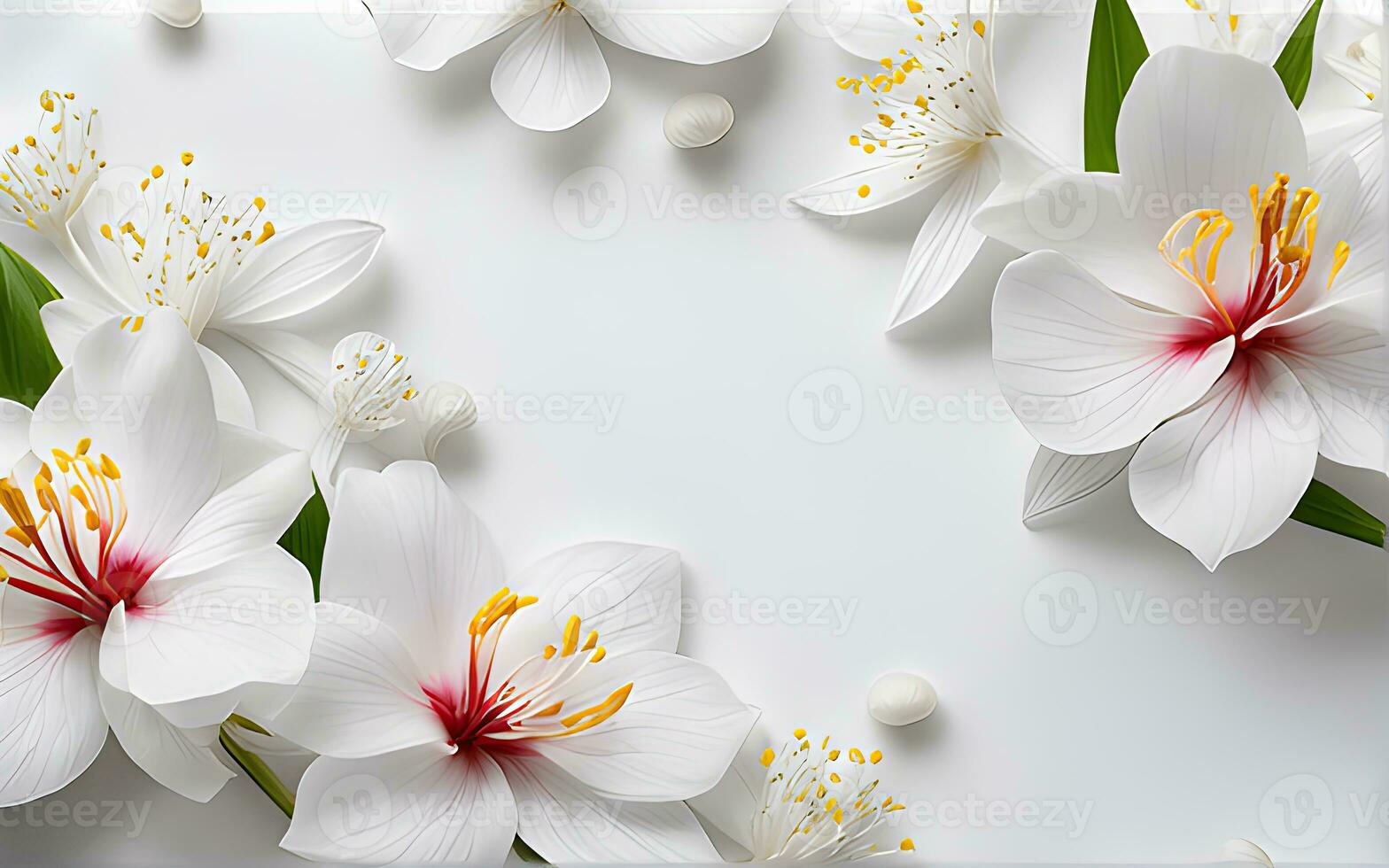 blanc fleurs papier texture sur une blanc Contexte par ai génératif photo