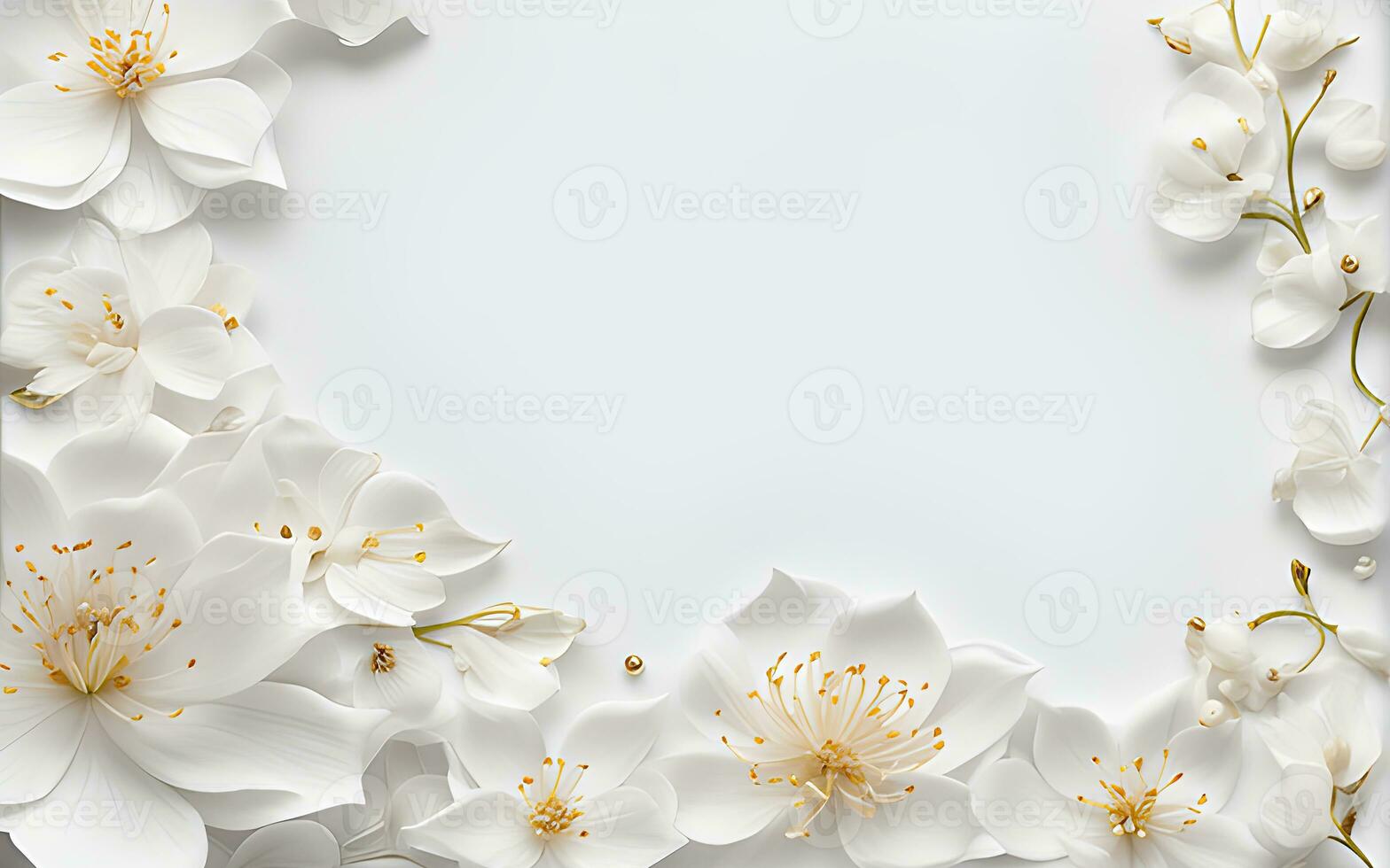 blanc fleurs papier texture sur une blanc Contexte par ai génératif photo