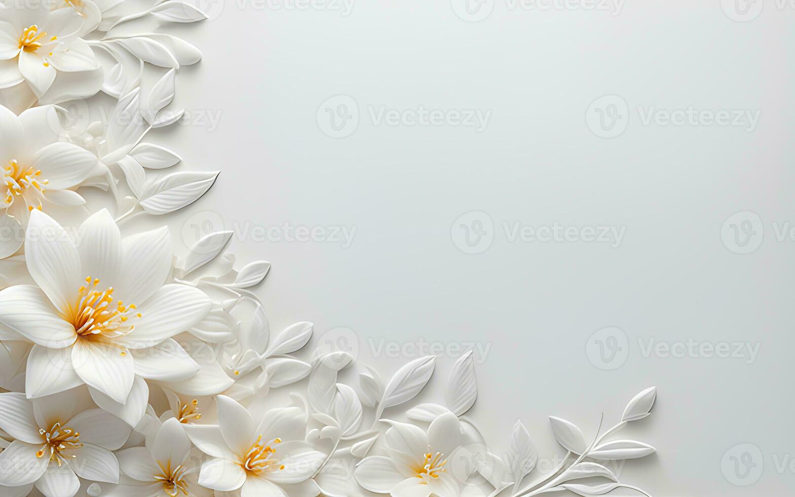 blanc fleurs papier texture sur une blanc Contexte par ai génératif photo