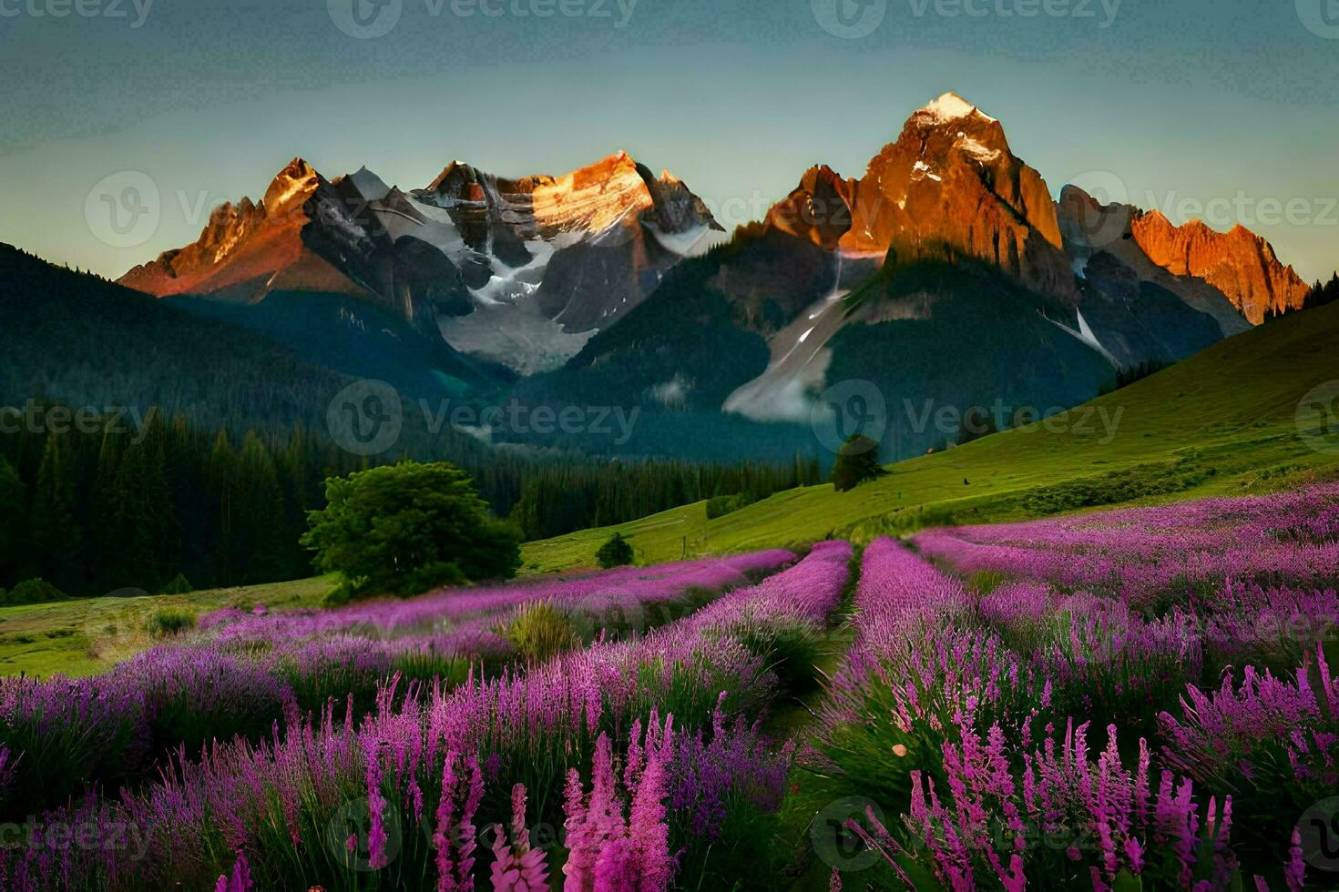 le fleurs de le montagnes. généré par ai photo