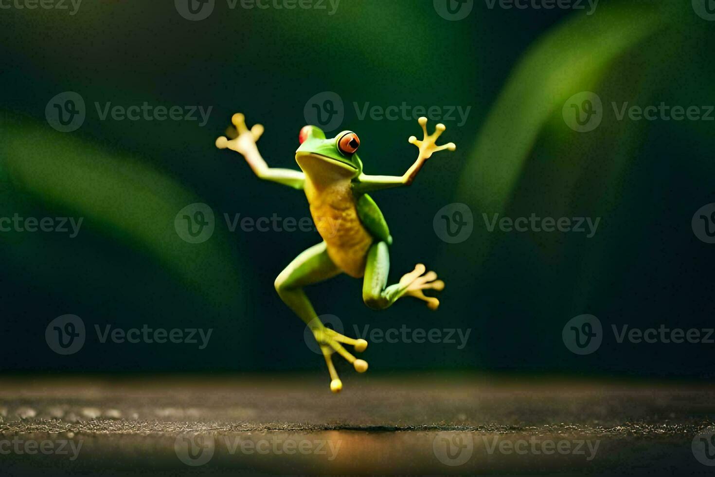 une grenouille sauter dans le air. généré par ai photo