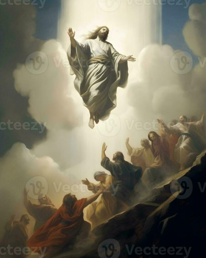 glorieux ascension de Jésus Christ, en hausse avec Foi à joindre céleste domaine photo