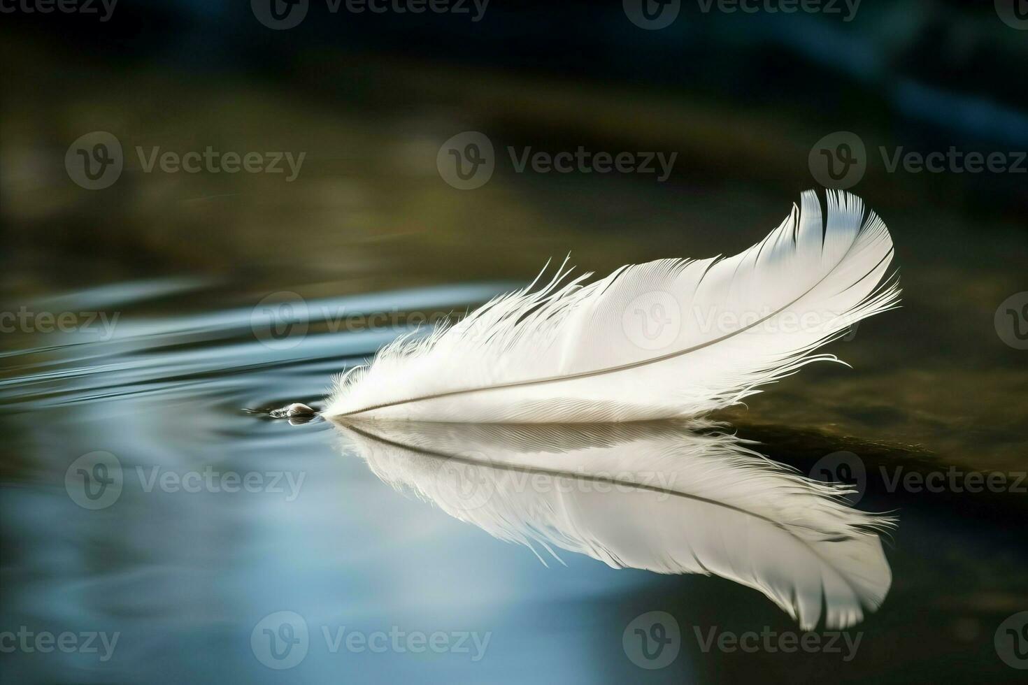 blanc plume flottant l'eau calme. produire ai photo
