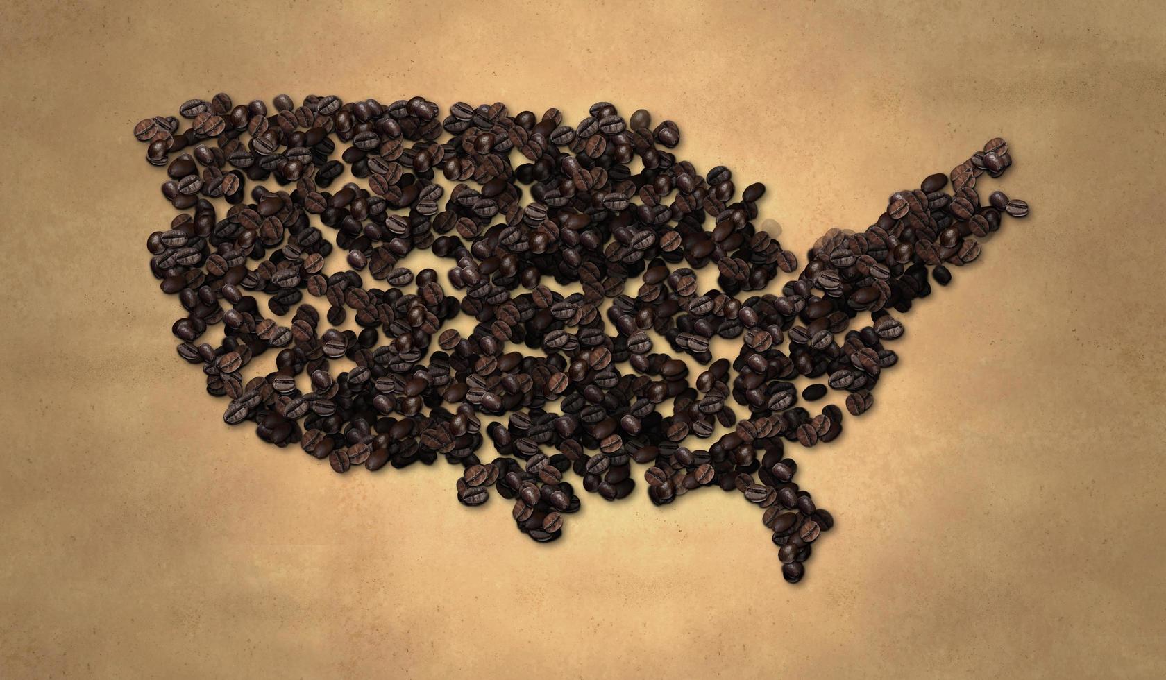 Amérique carte grain de café sur vieux papier photo