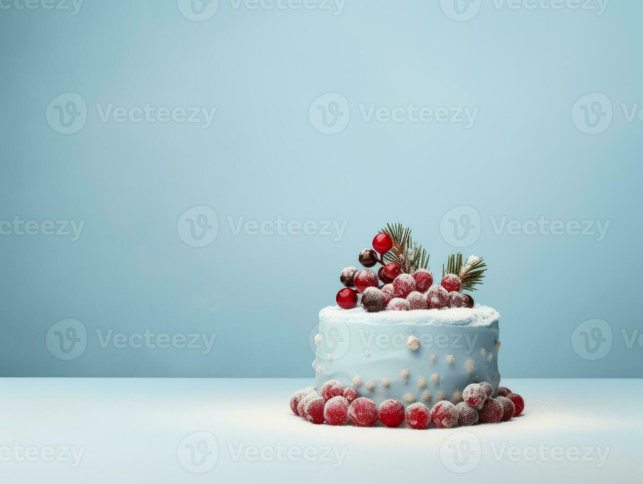 ai généré magnifique Noël gâteau décoré avec baies. photo