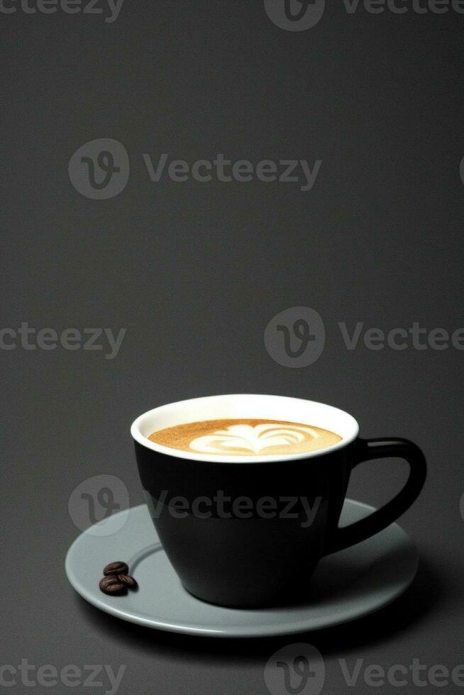chaud café tasse isolé sur foncé Contexte. ai génératif photo