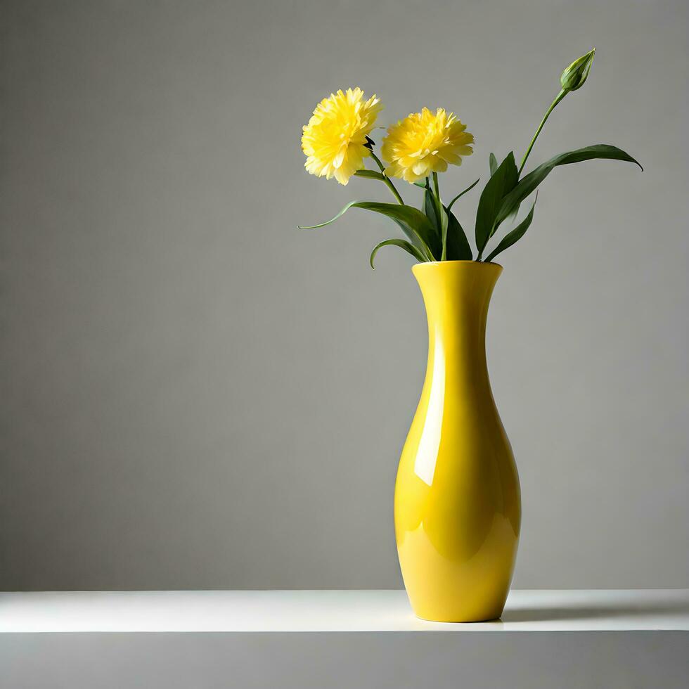 Jaune vase isolé sur blanc Contexte. ai génératif photo