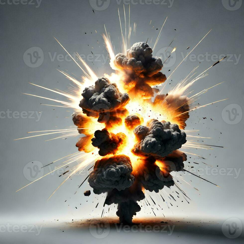 explosions isolé sur gris Contexte. ai génératif photo