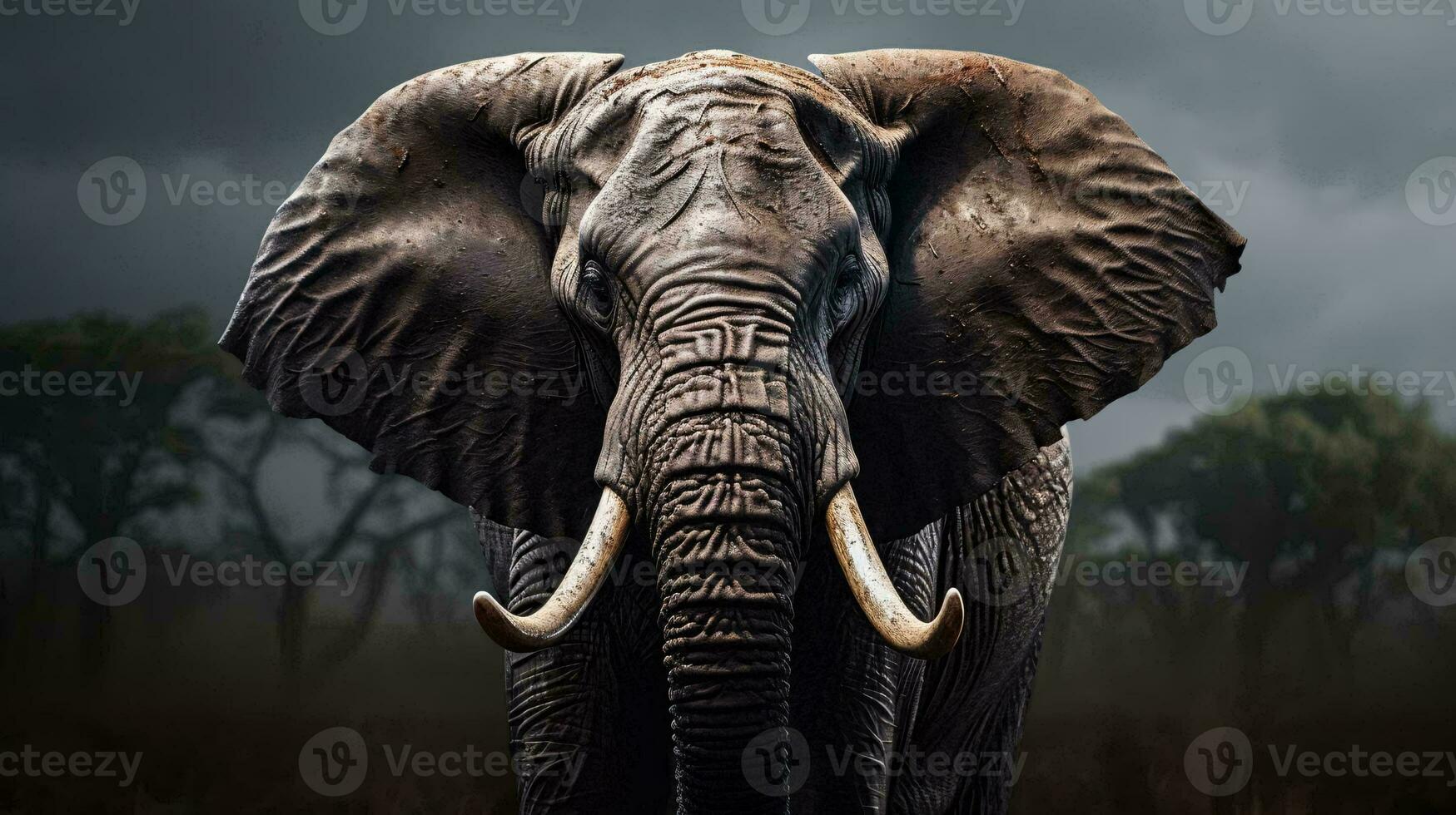 un l'éléphant avec défenses ai généré photo