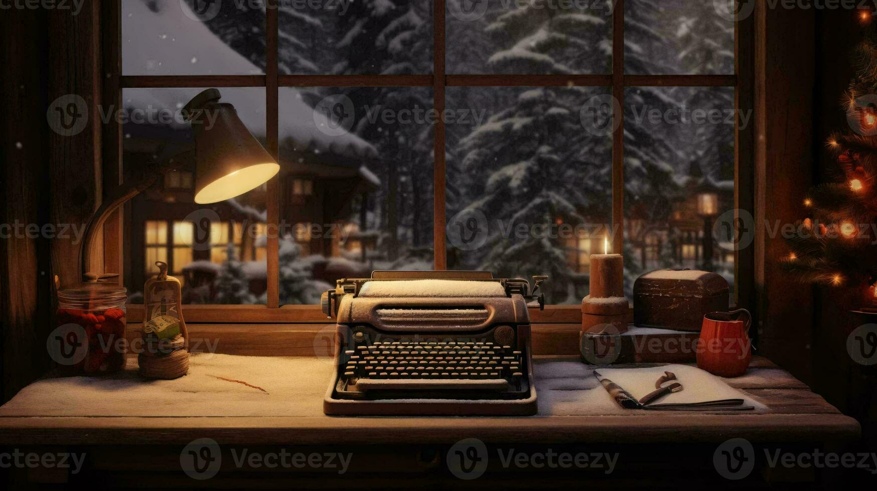 une machine à écrire sur une table ai généré photo