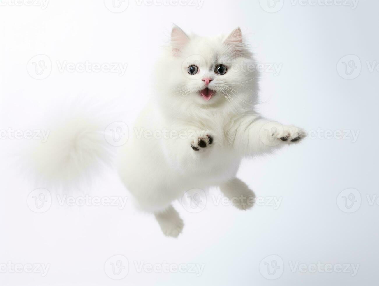 impressionnant épique photo de chat sur blanc Contexte nationale géographique style ai génératif