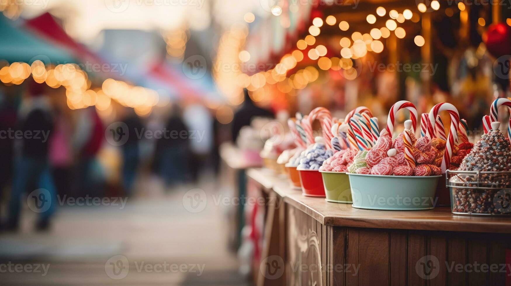 génératif ai, Noël juste flou arrière-plan, hiver rue marché dans L'Europe  photo