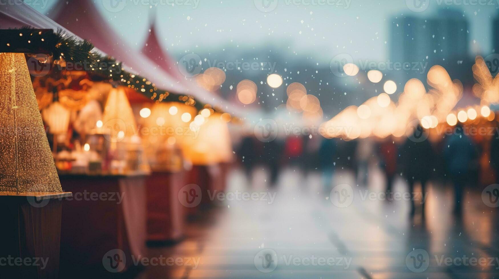 génératif ai, Noël juste flou arrière-plan, hiver rue marché dans L'Europe  photo