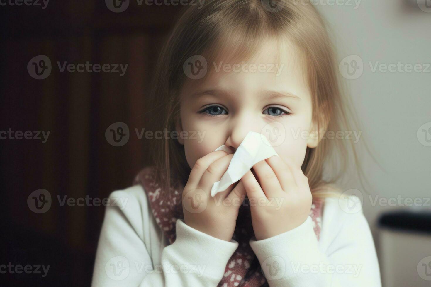 fille qui coule nez. produire ai photo