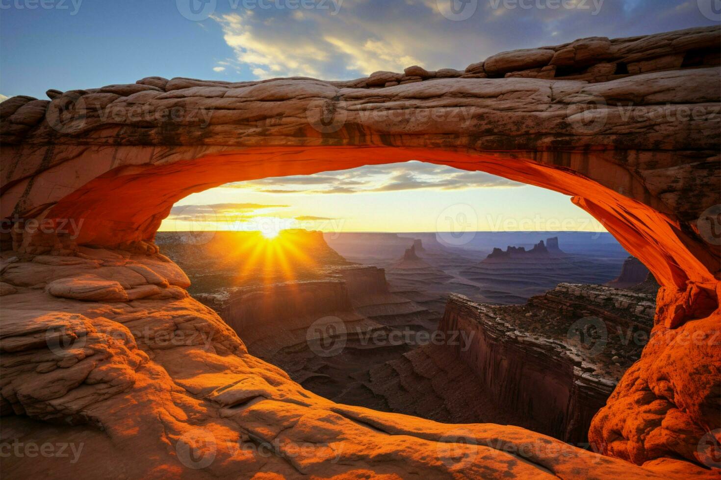 mesa arcs Naturel beauté dans canyonlands nationale parc, Utah, Etats-Unis ai généré photo