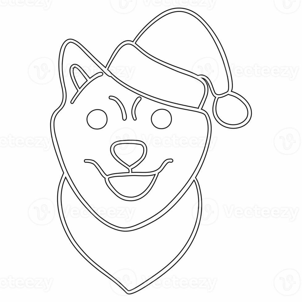 chien visage Noël griffonnage pour décoration et conception. photo