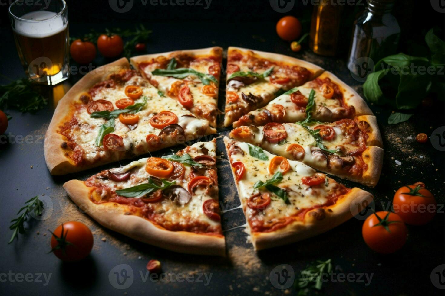 délicieux italien pizza, création une délicieux restaurant Contexte pour Photos ai généré
