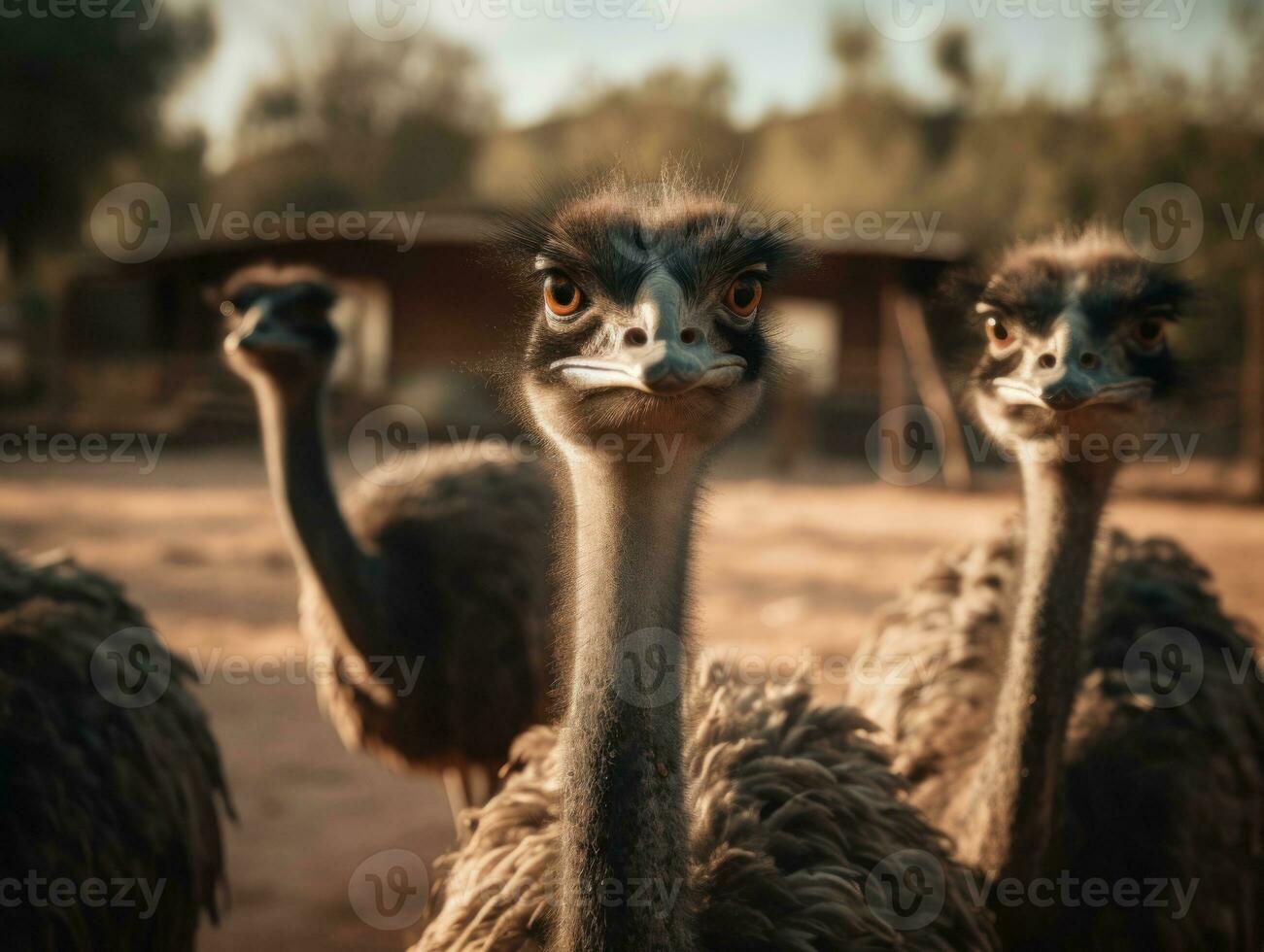 autruche oiseau portrait établi avec ai généré photo