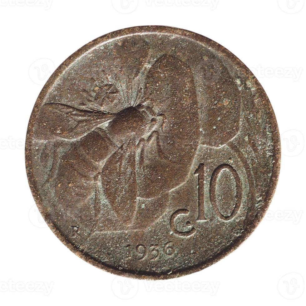 Pièce de 10 cents, Italie isolated over white photo