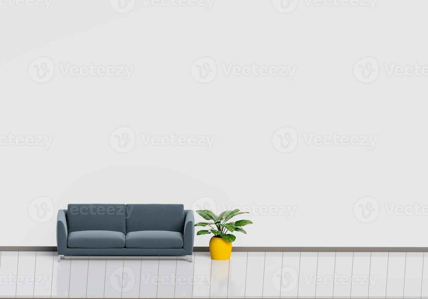 design intérieur moderne du salon avec canapé noir photo