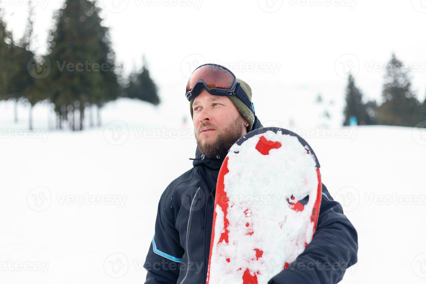 homme planche a neige dans le montagnes photo