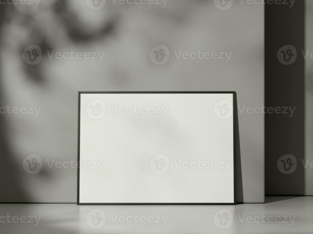 Vide affiche avec Cadre maquette sur gris mur avec ombre photo