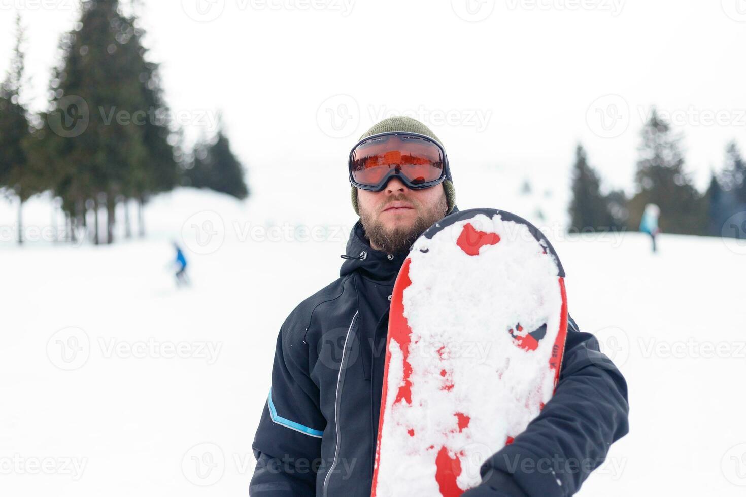 homme planche a neige dans le montagnes photo