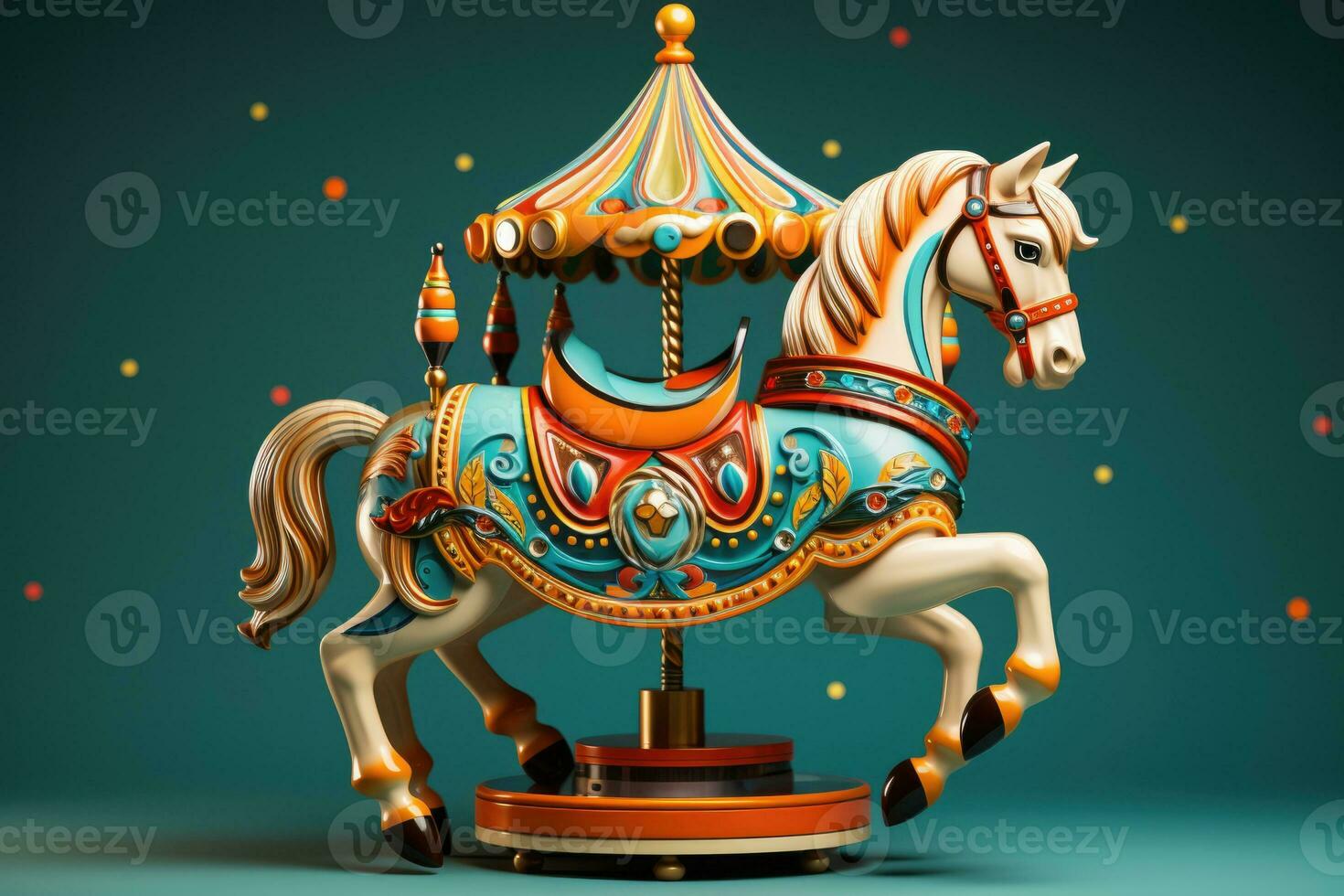 classique cirque carrousel les chevaux dans espiègle couleurs isolé sur une pente Contexte photo