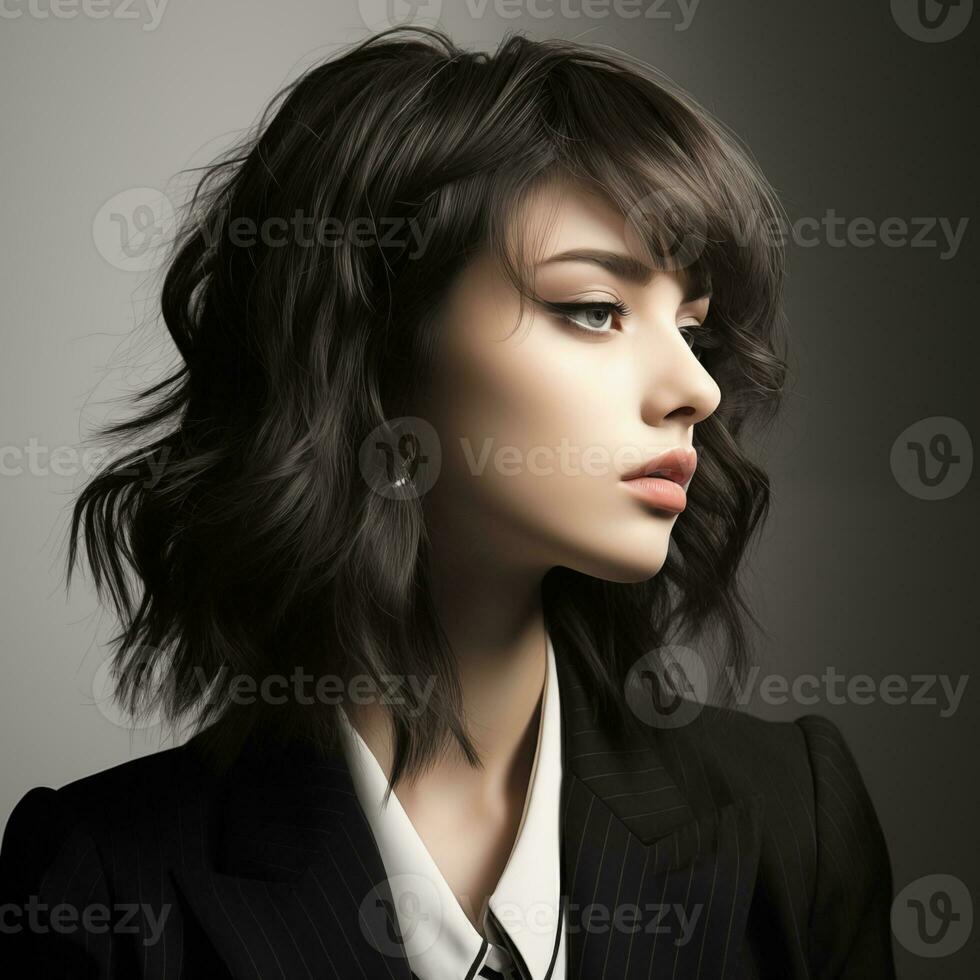 illustration de une la Coupe de cheveux mode portrait, ai généré photo