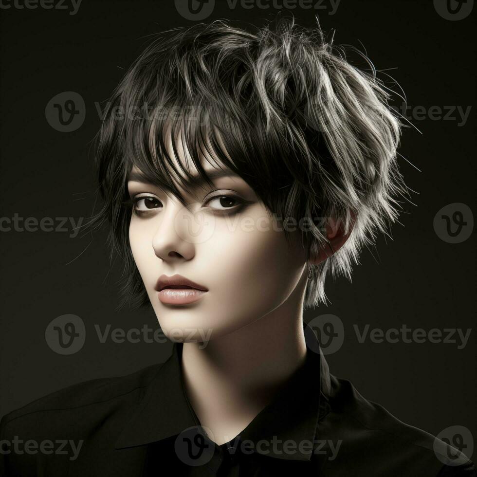 illustration de une la Coupe de cheveux mode portrait, ai généré photo