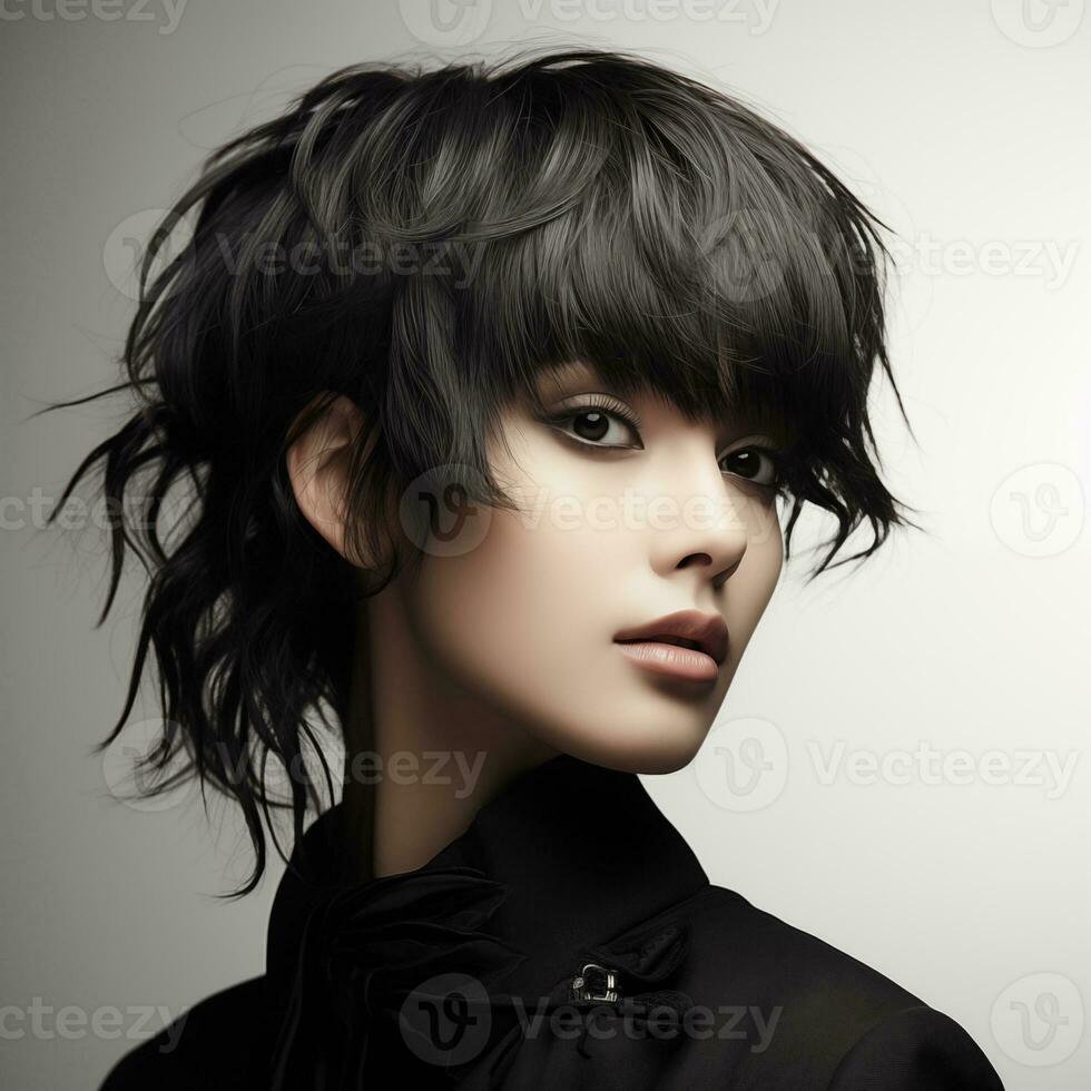 illustration de une la Coupe de cheveux mode portrait, ai généré photo