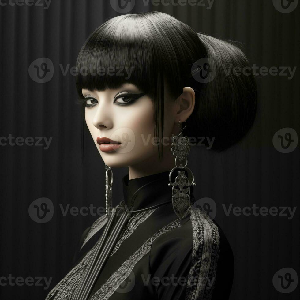 illustration de une la Coupe de cheveux mode portrait, ai généré photo