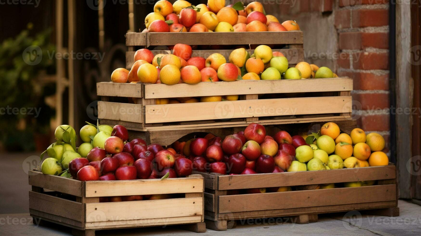 fraîchement choisi chico fruit de jardin mis dans le des boites. génératif ai photo