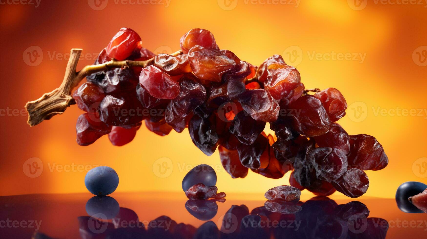 photo de raisin fruit moitié contre une coloré abstrait Contexte. génératif ai