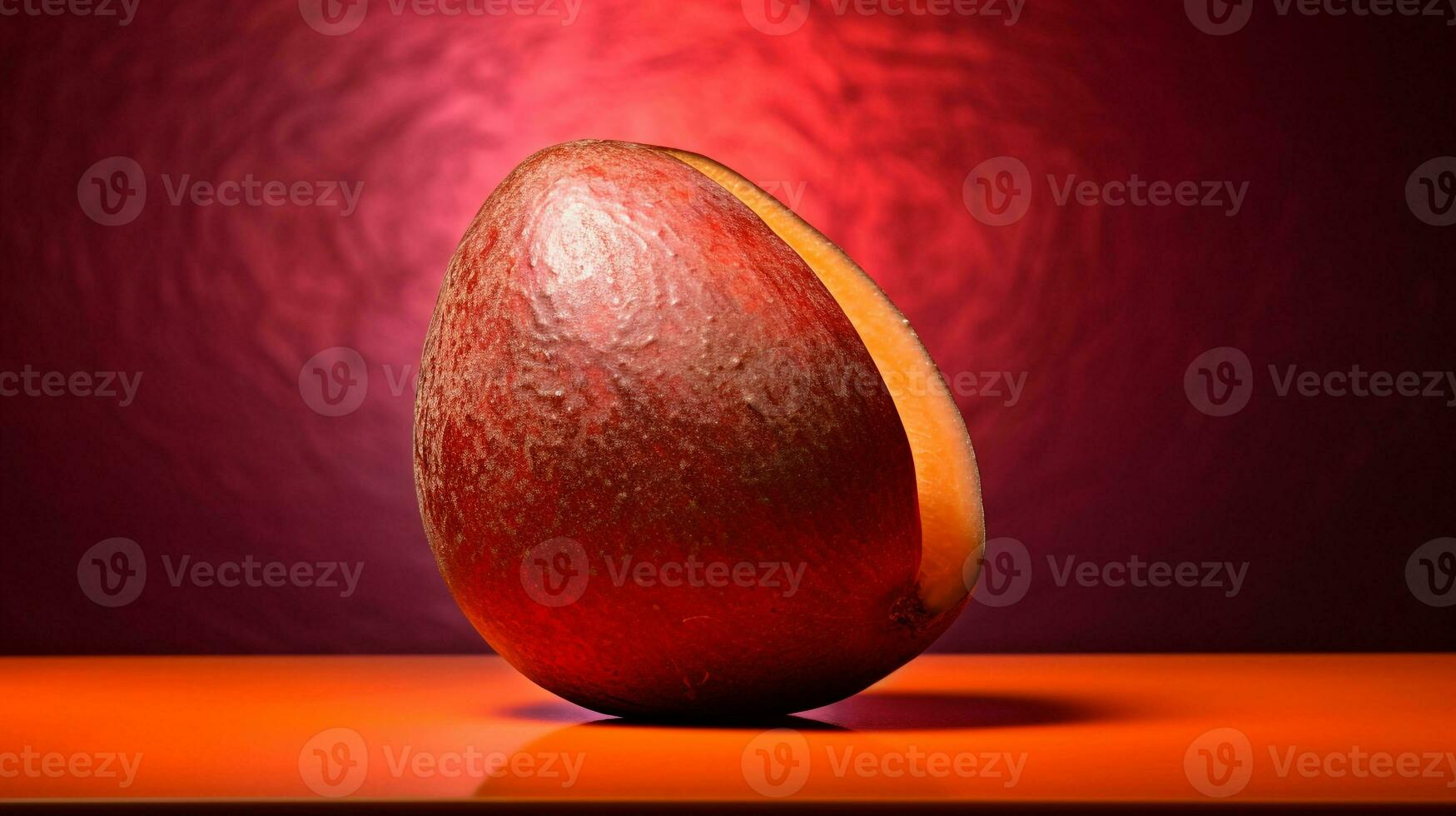 photo de mamey sapote fruit moitié contre une coloré abstrait Contexte. génératif ai