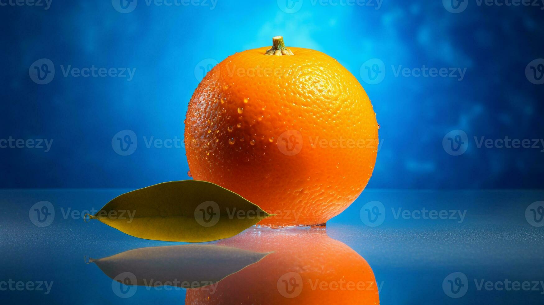 photo de mandarin Orange fruit moitié contre une coloré abstrait Contexte. génératif ai