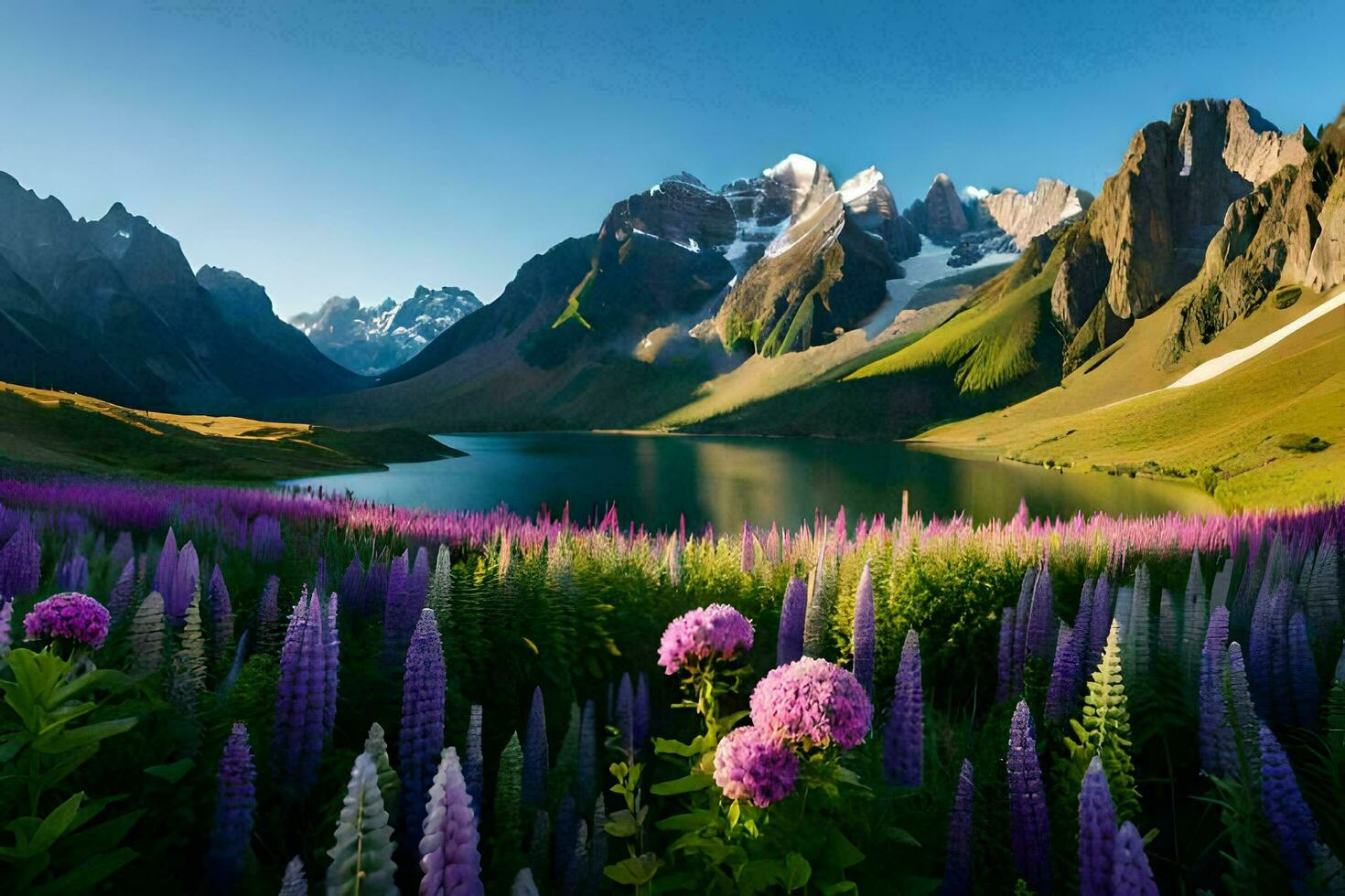 le magnifique fleurs de le montagnes. généré par ai photo