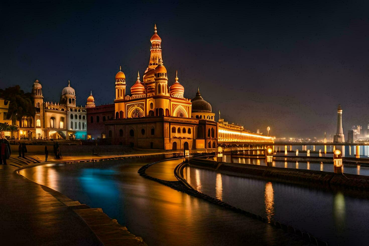 le ville de kolkata à nuit. généré par ai photo