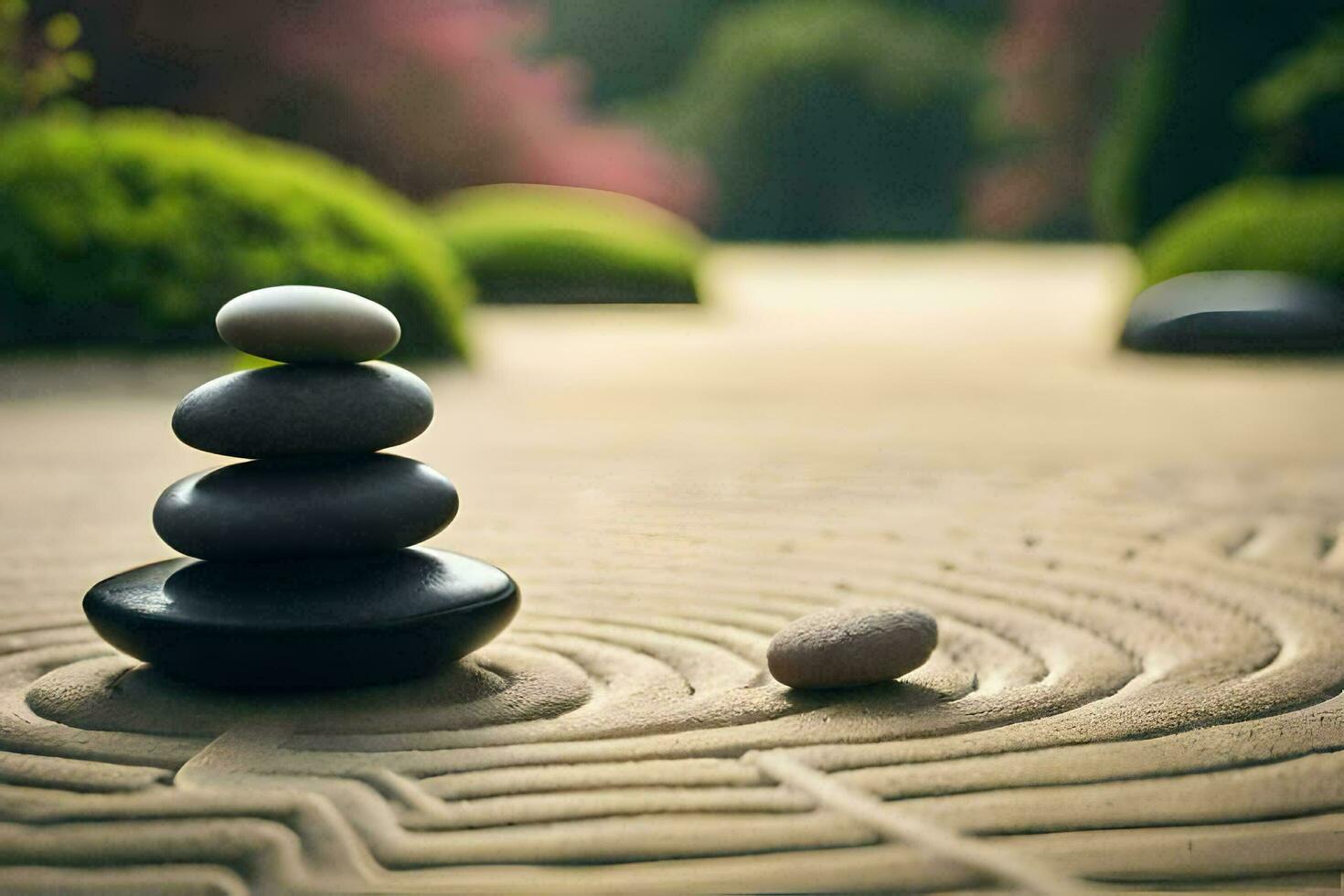 une pierre Labyrinthe dans le jardin. généré par ai photo