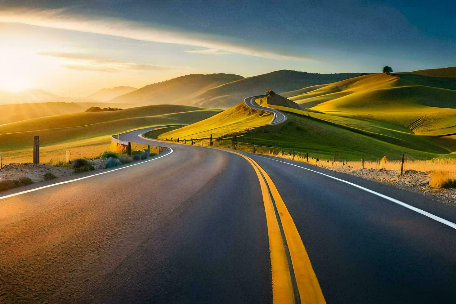 le route à succès. généré par ai photo