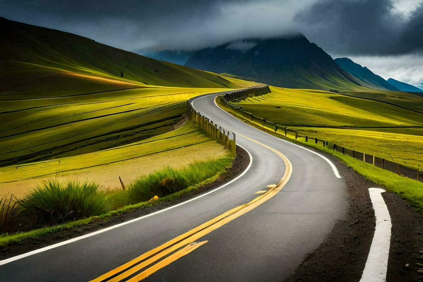 le route à le avenir. généré par ai photo