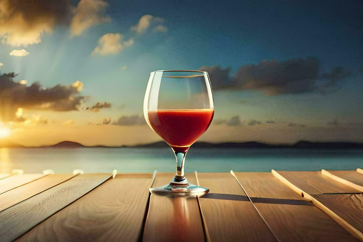 verre de rouge du vin sur une en bois tableau. généré par ai photo