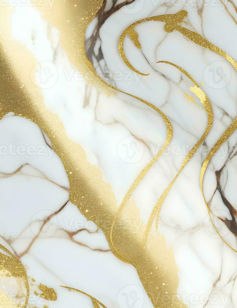 or et blanc marbre avec or tourbillonne ai génératif photo